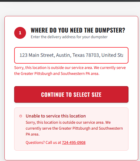 Automatic service denial outside of service area
